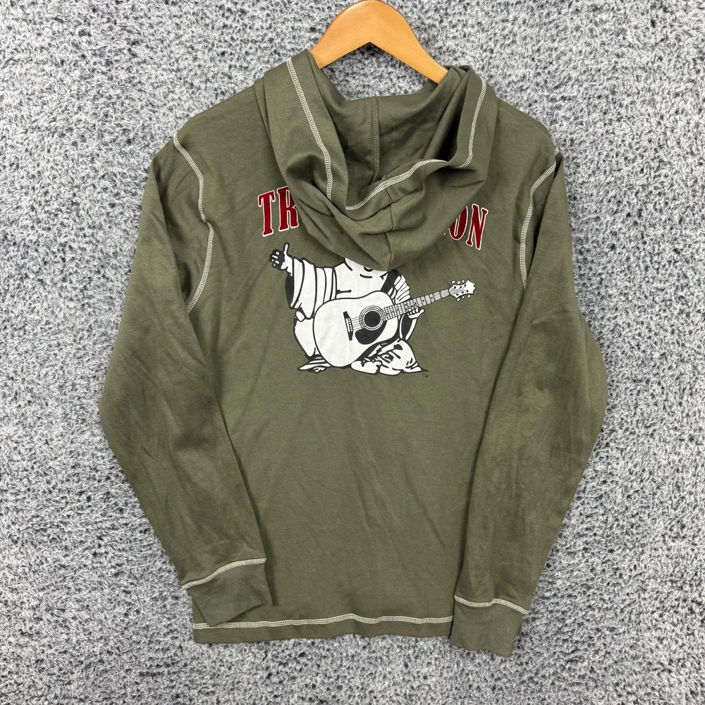 True Religion Hoodie Adult Small Green Hooded Flock Henley Shirt Graphic Men S